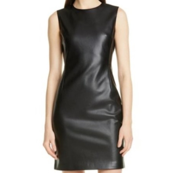 Theory Bedford Faux Leather Fitted Sleeveless Dress, Size 6, NWT - Picture 1 of 11
